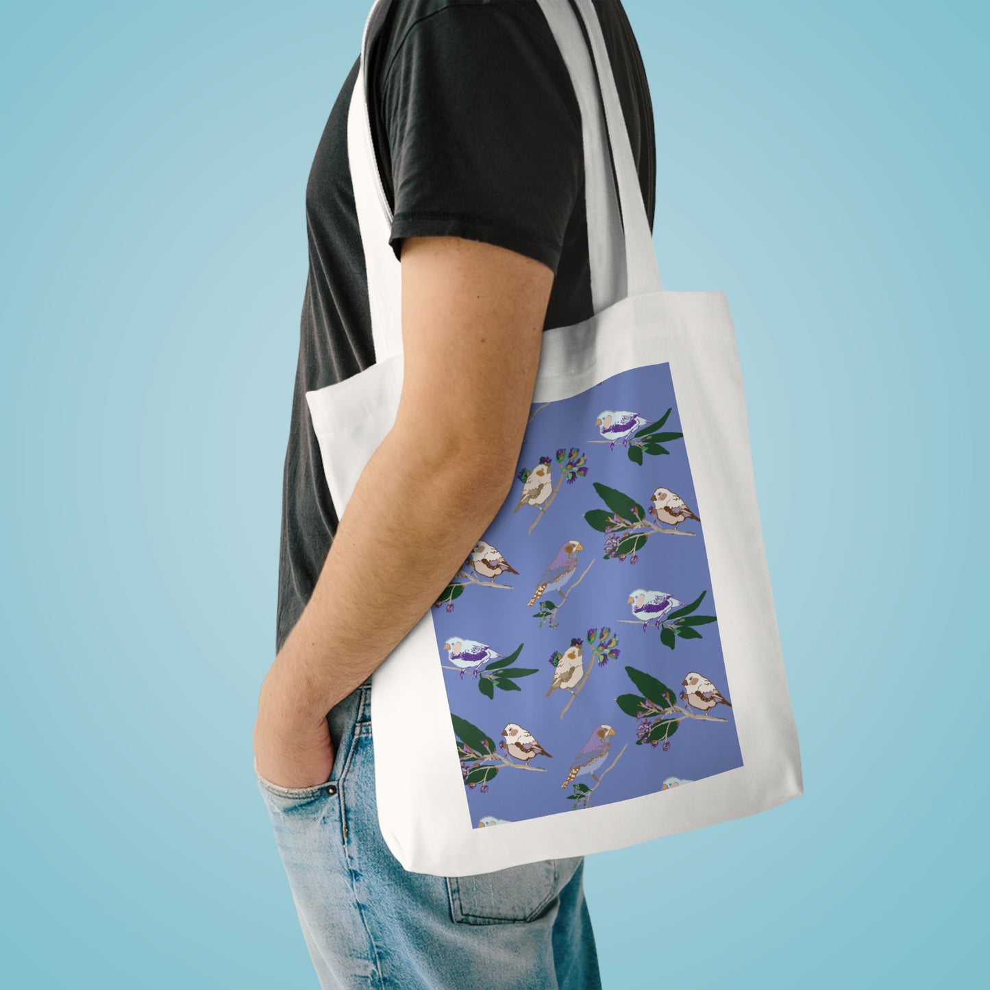 Blue Finch Cotton Tote Bag